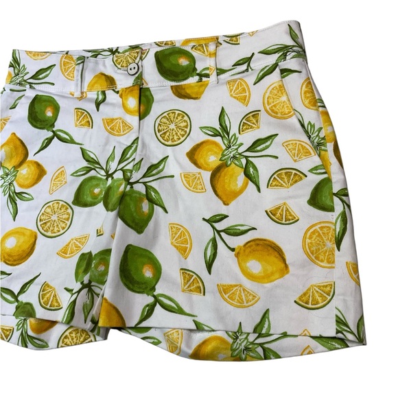 Isaac Mizrahi Lemon Lime Citrus White Green Yellow Shorts Size 6 - Picture 2 of 5